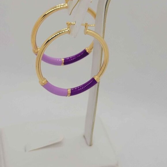 Brand New Brazilian 18k Gold Filled Purple Hoops Earrings - Picture 4 of 6